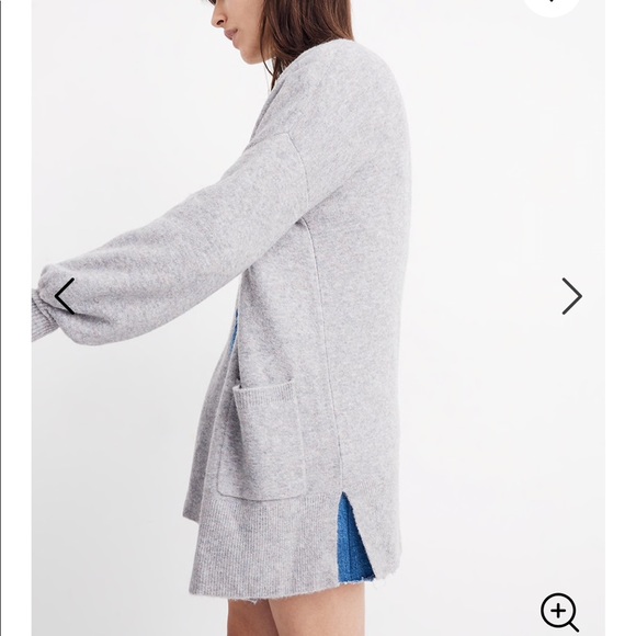 Madewell Bubble-Sleeve Cardigan Sweater- Grey - Picture 3 of 3
